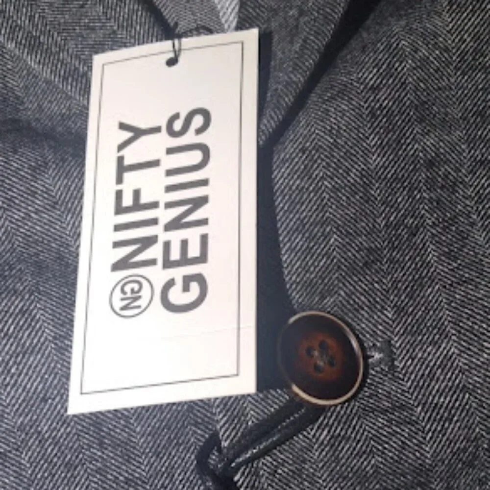 NWT Nifty Genius Jacket Mens Small Grayong Sleeve Kurt Notched Lapel Blazer